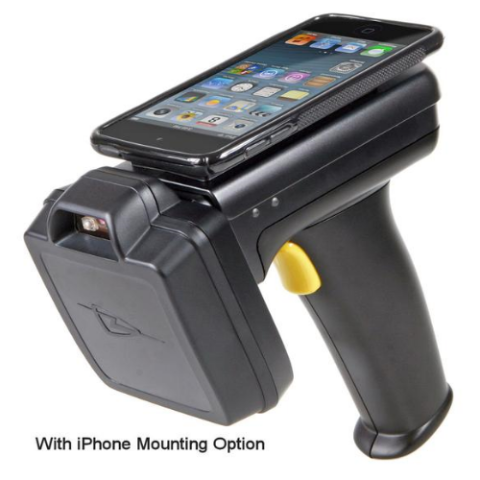 idChamp® 1128 (TSL 1128) Bluetooth® UHF Reader/Writer Smartphone mounting option iOS Android Windows 2D Barcode Scanner