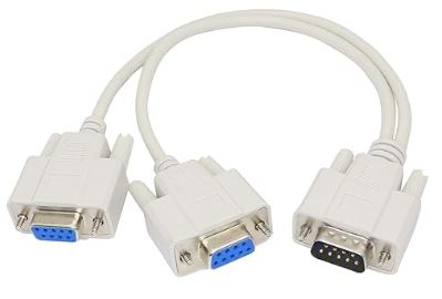 Y Split DB9 Male To 2-DB9-Female RS232 Cable Adapter