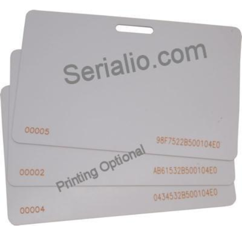 High quality CR80 (54mm x 85mm) 30mil white PVC HF Icode SLIX NFC-RFID and UHF blank cards with lanyard cut out